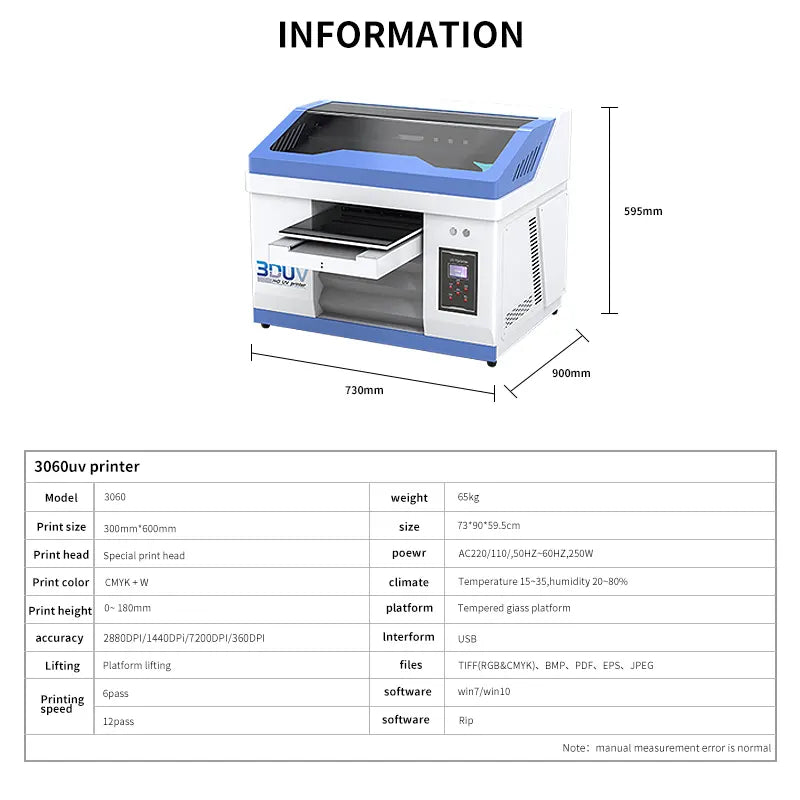 New Portable UV Printer 2880DPI Printing Machine Head Phone Case Wood Metal Acrylic Plastic A3 Led UV Flatbed Printer