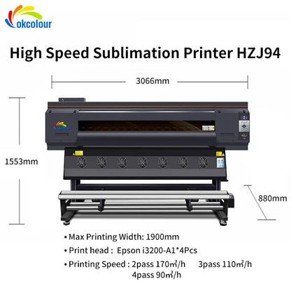 1.9m high speed 4 I3200 head digital inkjet garment best quality textile fabric sublimation printer