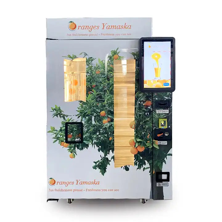 Fresh Orange Juice Vending Machine, Cash and Mobile Payment Options, Stainless Steel