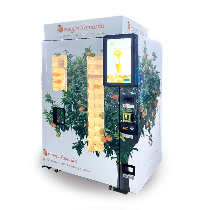Fresh Orange Juice Vending Machine, Cash and Mobile Payment Options, Stainless Steel