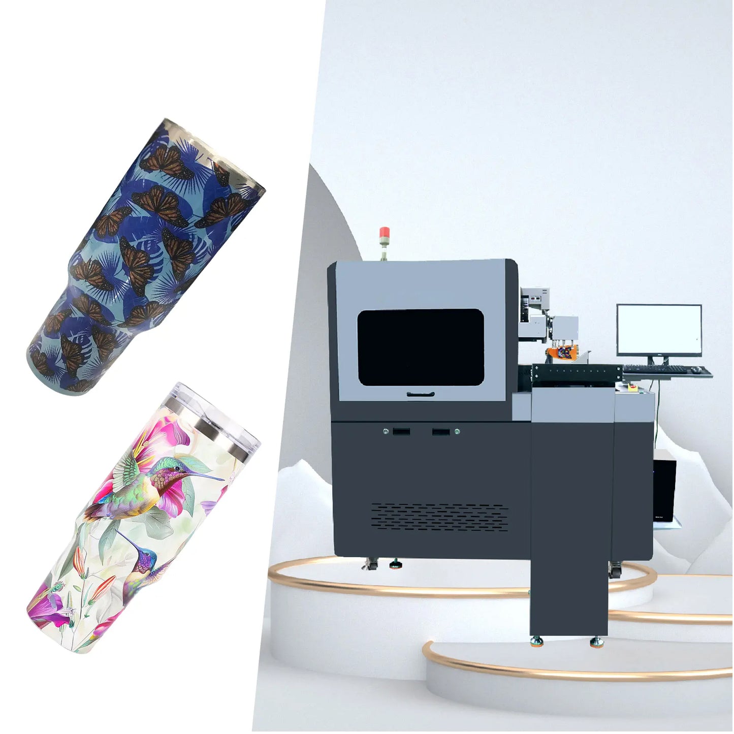 Automatic High Speed Cylinder Can Uv Printer for Tumbler Glass Plastic Cup UV Flatbed Printer for Tumblers and Mugs