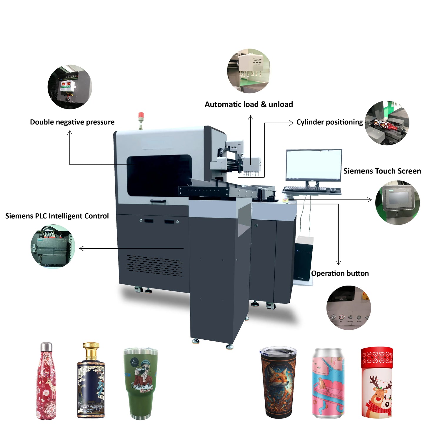 Automatic High Speed Cylinder Can Uv Printer for Tumbler Glass Plastic Cup UV Flatbed Printer for Tumblers and Mugs