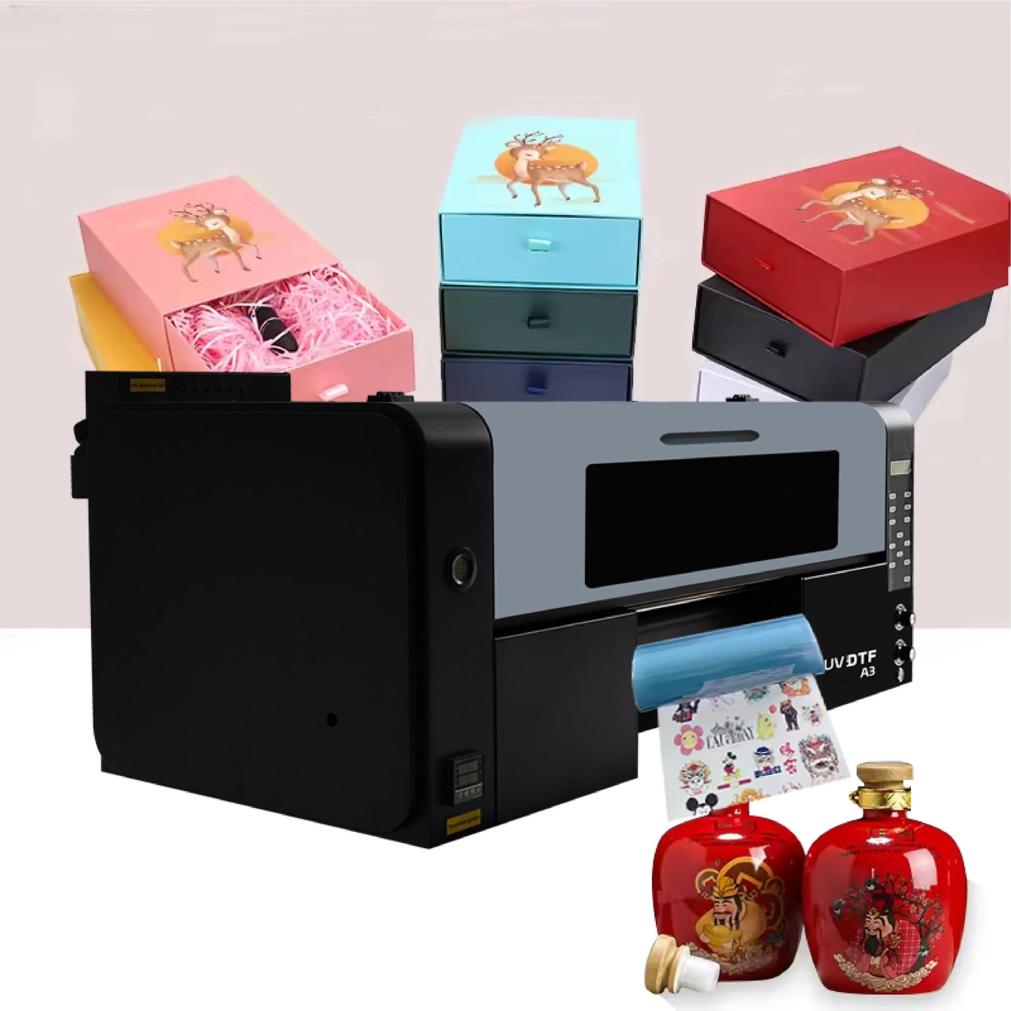 Small UV DTF Roller Sticker Printer New Used Multicolor Ink for Manufacturing Plants Bottle Cup Wrap Sticker Printer